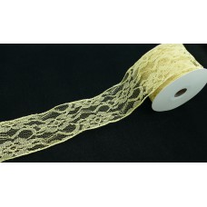 2.5 Inch Gold Lace Ribbon With Wired Edges, 10 Yards (Lot of 1 Spool) SALE ITEM